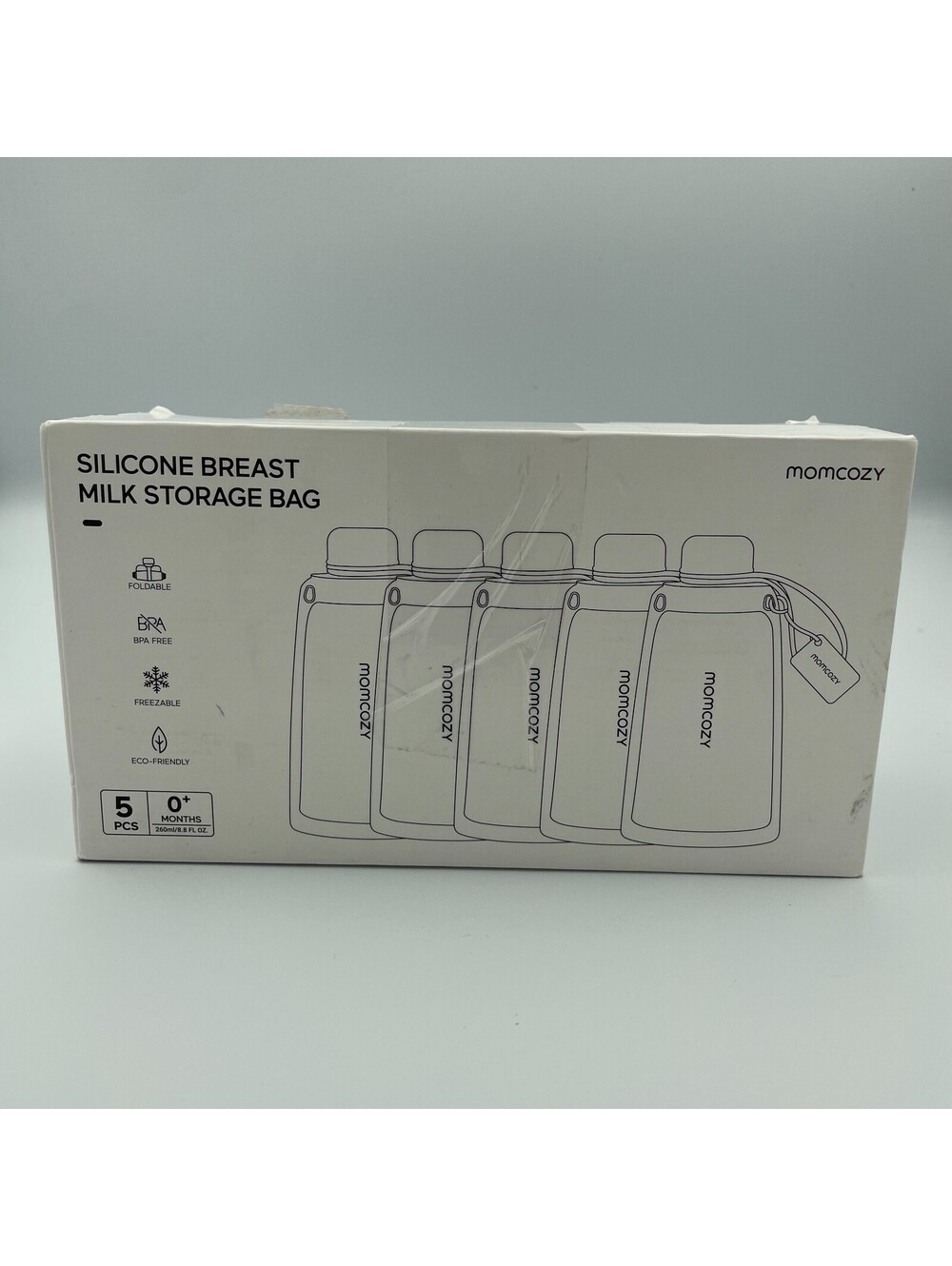 NIB Momcozy Silicone Breast Milk Storage Bags Set of 5 8.5oz Reusable Multi Use